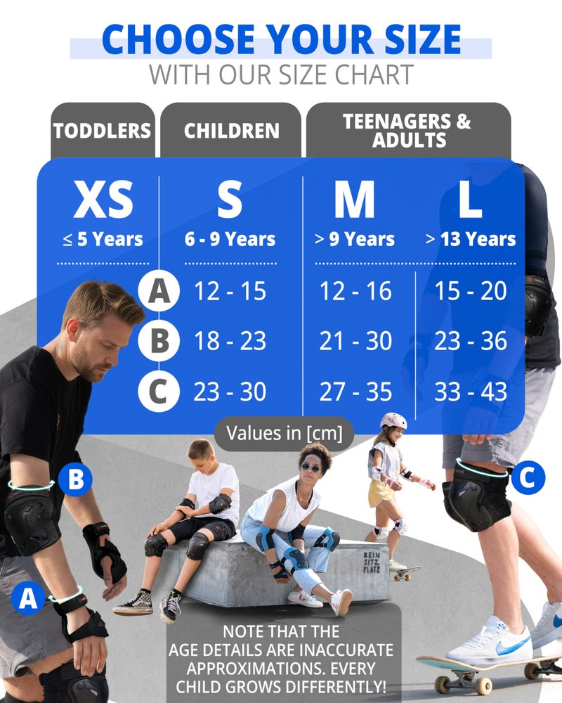 SKATEWIZ وسادات ركبة سكايتويز للأطفال - مجموعة وسادات للركبة والمرفقين - PROTECT-1 - الحجم M أزرق - واقيات المعصم معدات الحماية للتزلج، لوح التزلج، التزلج على العجلات، التزلج على الجليد للأطفال - Image 5